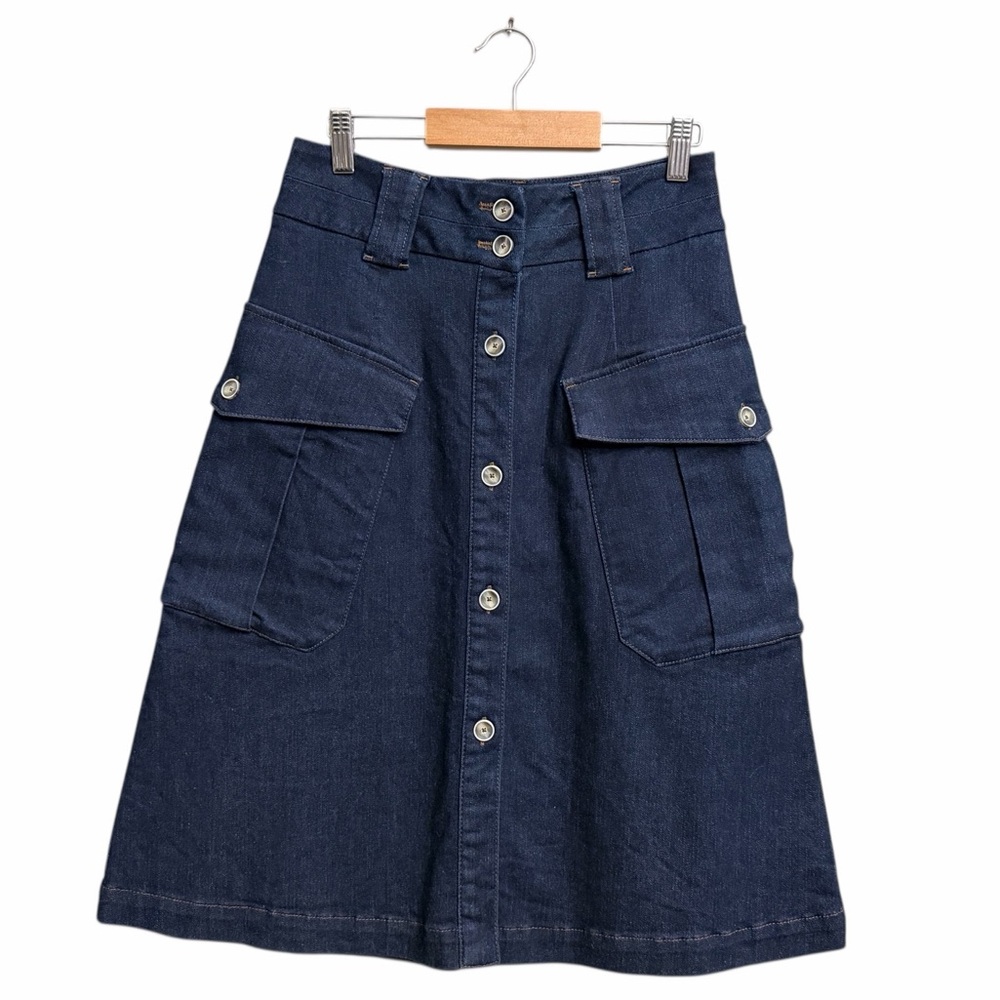 Massimo Dutti Button-Through Denim Skirt - Picture 2 of 9